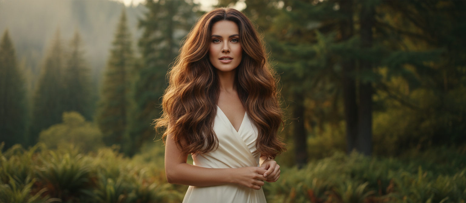 Confident woman with restored hair after female hair restoration